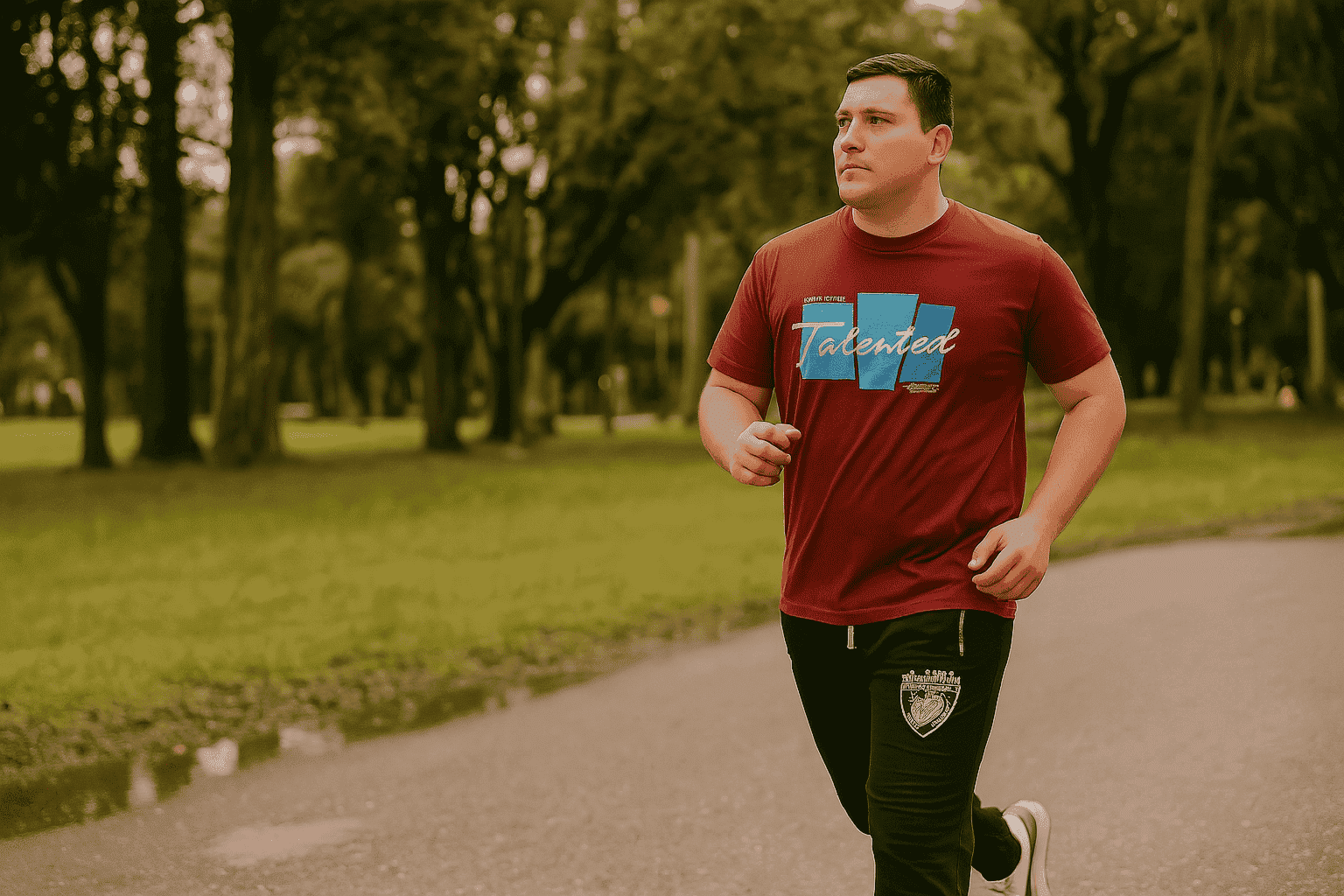 Corriendo con jogging y remera